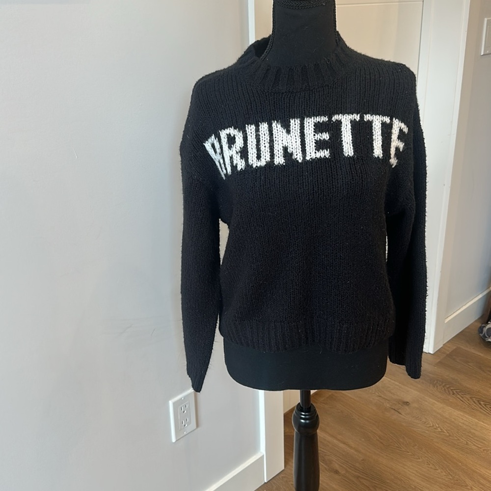 Brunette The Label Black and White Crew Neck Sweater